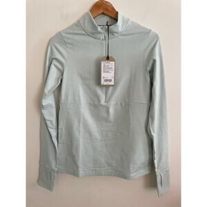 prAna NEW Ice Flow Half Zip Pullover Long Sleeve Thumb Holes Frost Light Blue Sm